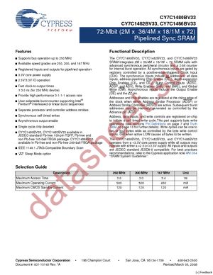 CY7C1480BV33-200AXC datasheet  